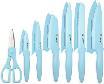 13 Piece Blue Non-Stick Stainless Steel Boxed Knives Set
