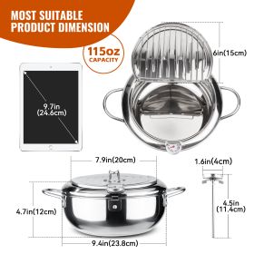 9.4inch Or 11inch Deep Fryer Pot, Stainless Steel Frying Pot, Upgrade Deep Fryer Pot With Thermometer