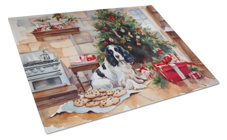 NEW English Springer Spaniel Christmas Cookies Glass Cutting Board Decorative Tempered Glass Kitchen Cutting and Serving Board Large Size Choppin