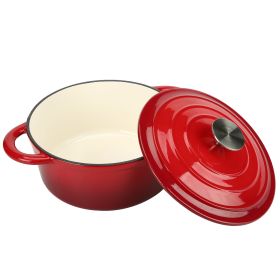 Dutch Oven,Dutch Oven Pot with Lid,4.5 QT Enamel Dutch Ovens with Dual Handles,Cast Iron Pot for Braiser,Cooking,Gifts for Family (Color: Red)